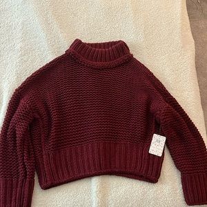 NWT Free People My Only Sunshine Size Medium Sweater Burgundy/Maroon!